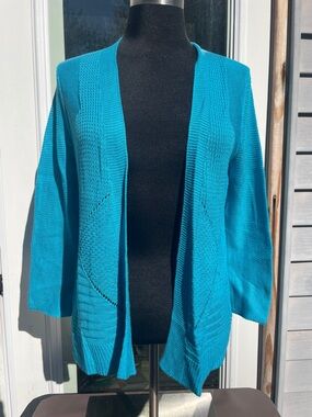 Worthington Teal Open Cardigan Small